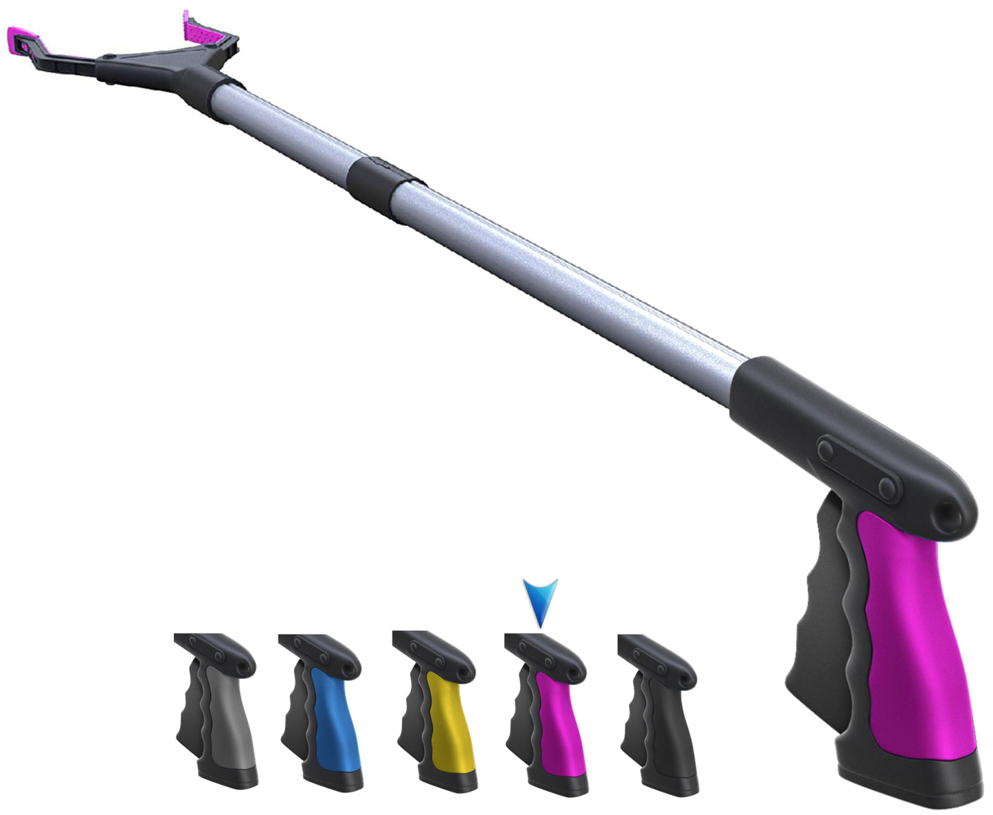 2024 Upgrade PowerGrip T9, Grabber Reacher Tool, Wide Jaw, Foldable, Steel Cable, with 96 Grip Points for Firm Grip, 32" with Magnet