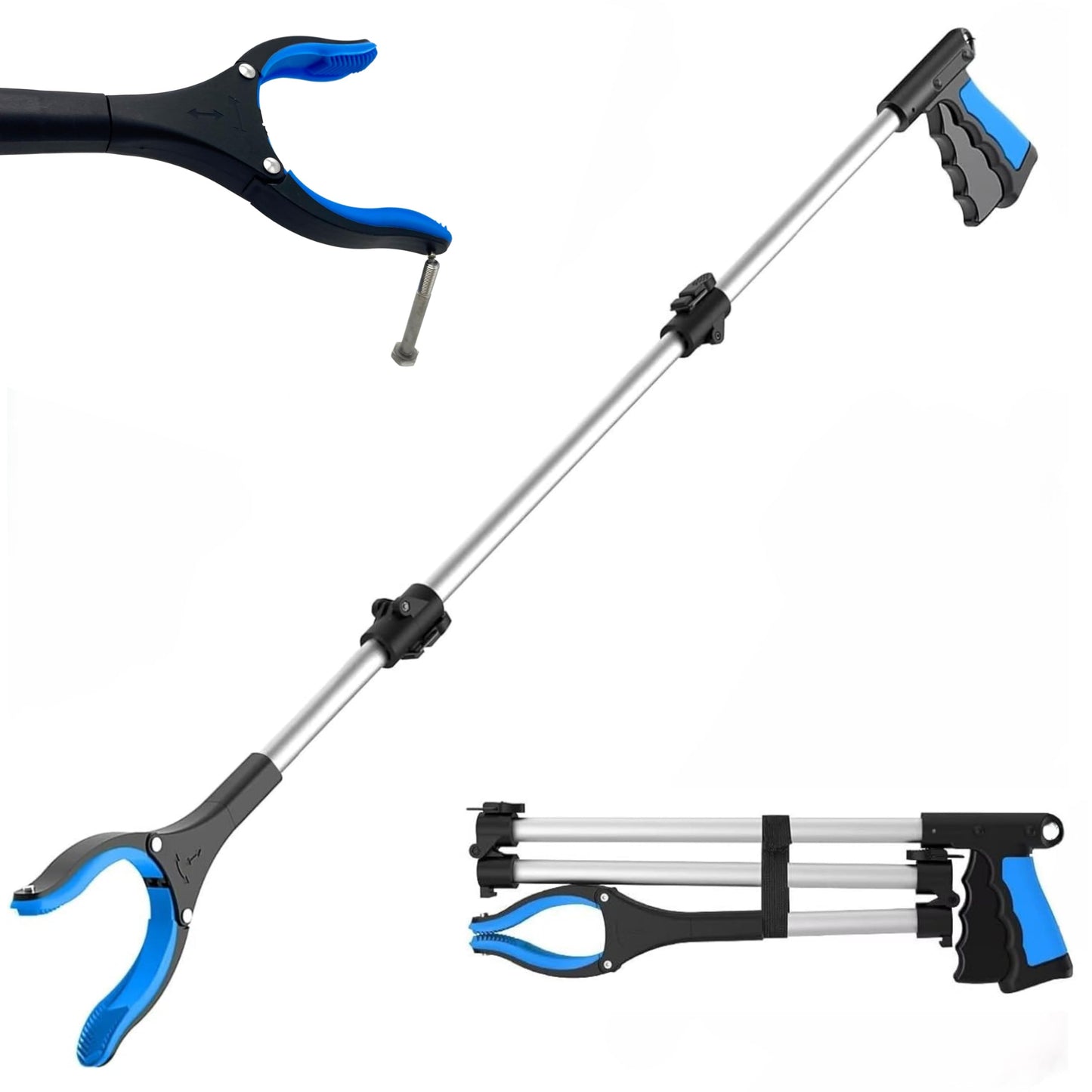 2024 Upgrade PowerGrip T9, Grabber Reacher Tool, Wide Jaw, Foldable, Steel Cable, with 96 Grip Points for Firm Grip, 32" with Magnet