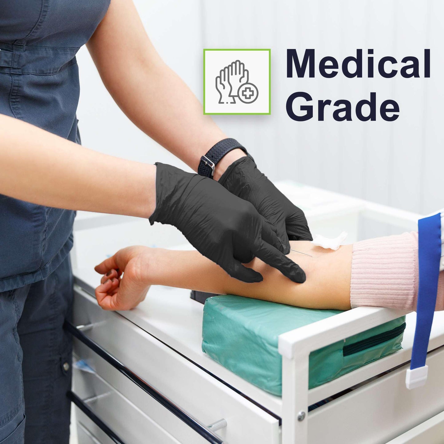 FifthPulse [150 Count] Biodegradable Gloves - Black Nitrile Disposable Gloves - Medical Exam and Food Safe - Latex Free