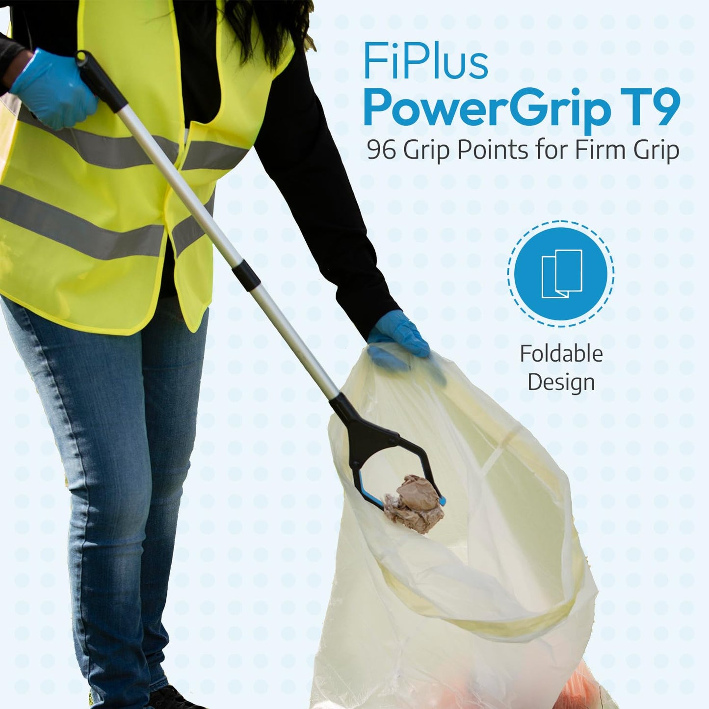 2024 Upgrade PowerGrip T9, Grabber Reacher Tool, Wide Jaw, Foldable, Steel Cable, with 96 Grip Points for Firm Grip, 32" with Magnet