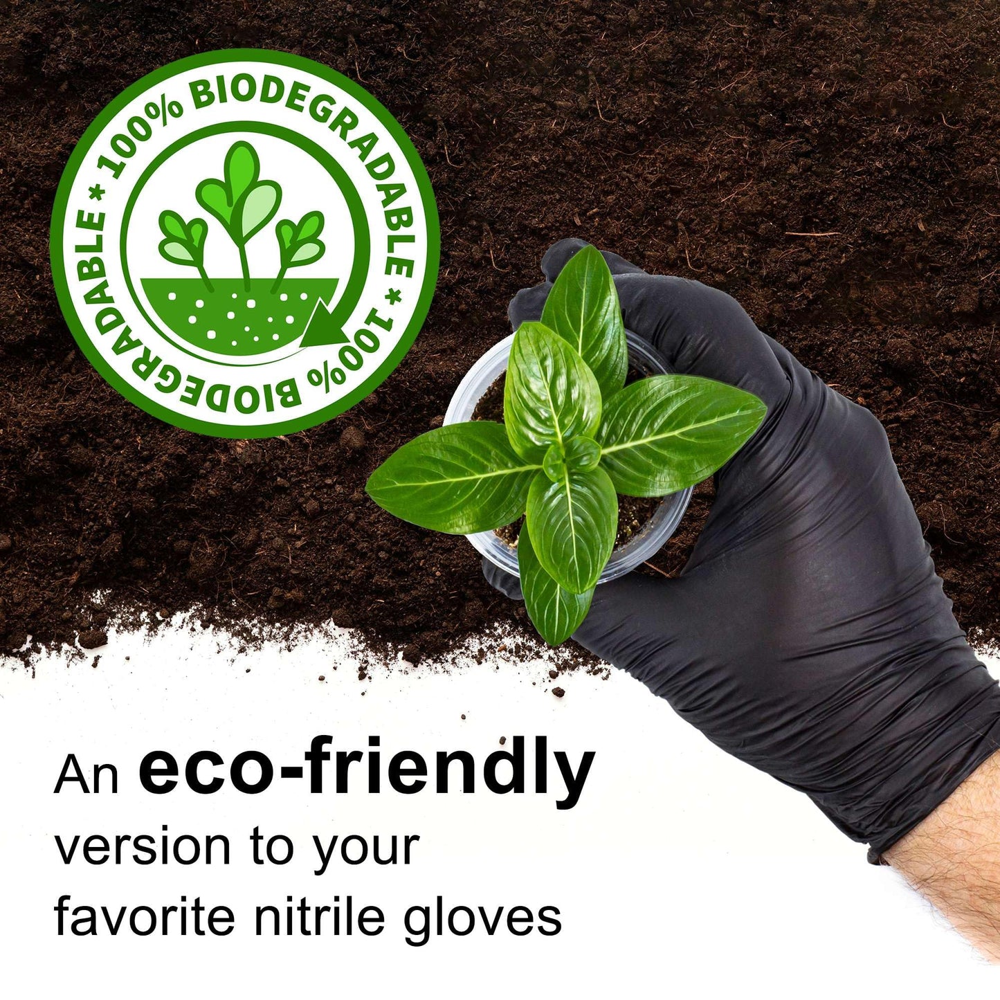 FifthPulse [150 Count] Biodegradable Gloves - Black Nitrile Disposable Gloves - Medical Exam and Food Safe - Latex Free